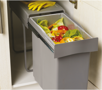 Ведро для мусора (40л) выдвижное, пластик серый