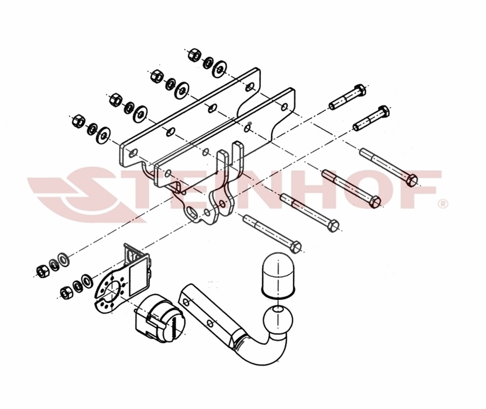 Фаркоп Steinhof J-071 для Jeep Wrangler JK 2007-2018(паспорт и сертификат в комплекте)(без электрики)