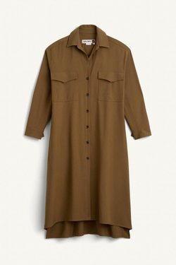 ZARA ПЛАТЬЕ МИДИ С ДЛИННЫМИ РУКАВАМИ, ХАКИ