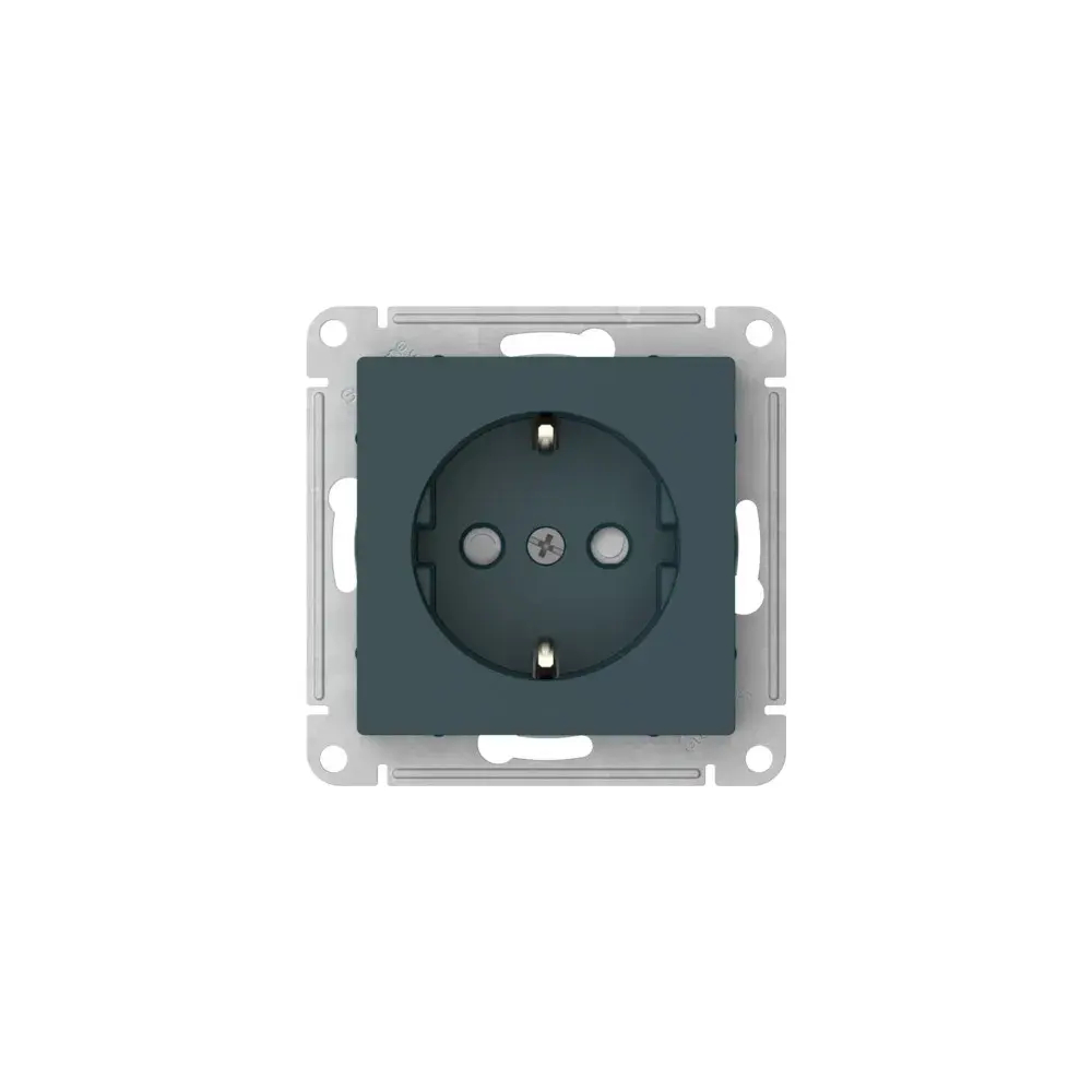 ATLASDESIGN РОЗЕТКА с заземлением со шторками, 16А, механизм, быстрозажим. клем., ИЗУМРУД