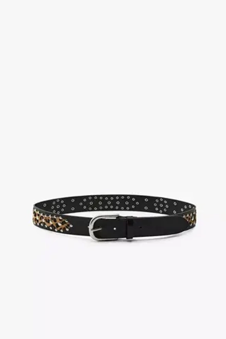 ZARA КОЖАНЫЙ РЕМЕНЬ С ЛЕОПАРДОВЫМ ПРИНТОМ, ЧЕРНЫЙ