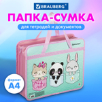 Папка на молнии с ручками BRAUBERG А4 1 отделение пластик 80 мм "BEST PALS" (3 штуки в упаковке)