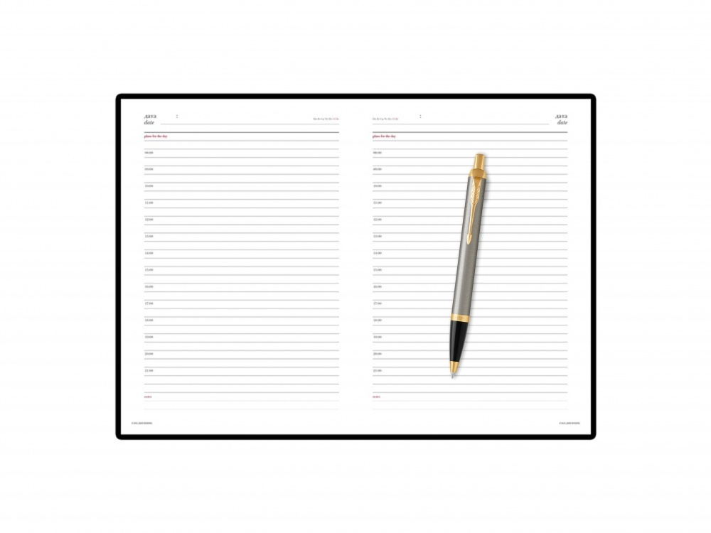 Подарочный набор: Шариковая ручка Parker IM Metal Core Brushed Metal GT и Ежедневник недатированный А5 коричневый