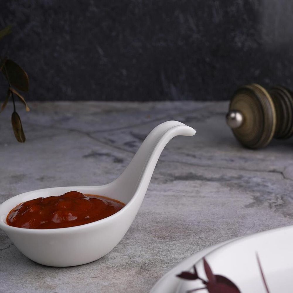 Ложка для комплимента 30 мл белая фарфор P.L. Proff Cuisine [6]