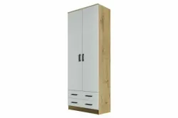 Шкаф Дуэт Дуб Вотан-Белый гладкий 800х2200х487 МФ Эра