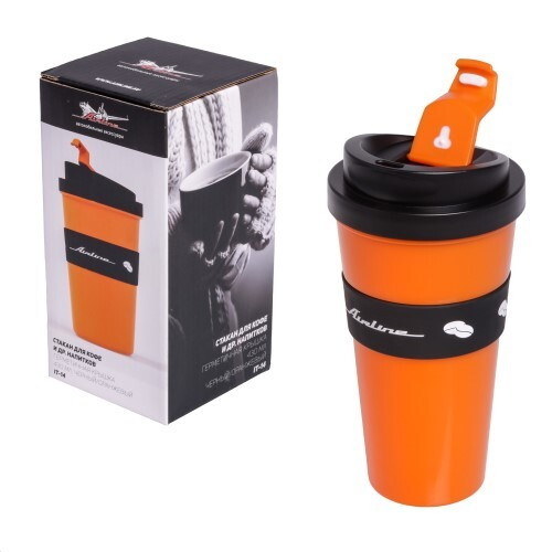 Стакан для кофе и напитков, герм. крышка 430 мл. (AIRLINE)