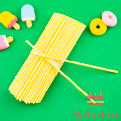 Палочки бумажные для Cake pops (желтые, 15 см, 100 шт)