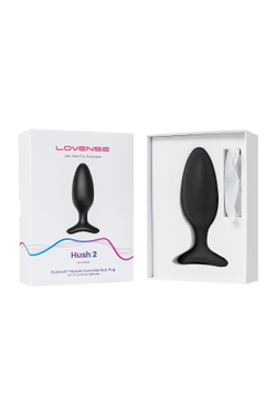 Анальная втулка LOVENSE Hush 2 (M), силикон, черная, 13,5 см, Ø 4,4 см