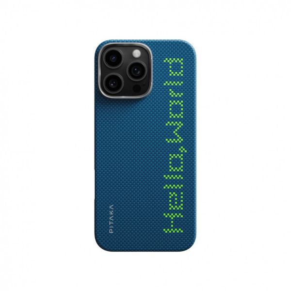 Чехол Pitaka Tactile Woven (Lumintex Edition) для iPhone 16 Pro Max, Привет Мир | Hello World