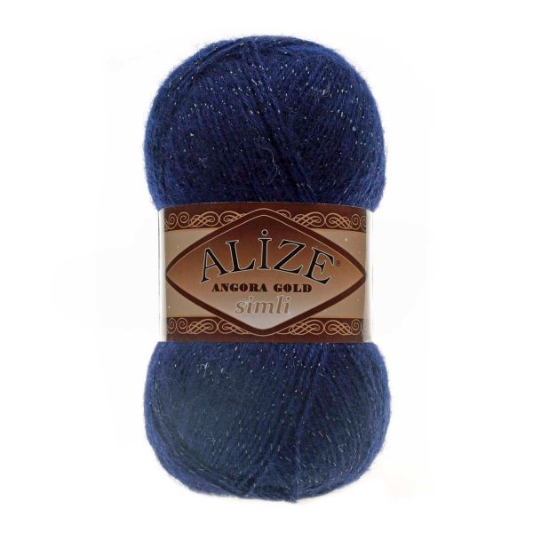 Пряжа Alize (Ализе) Angora Gold Simli / уп.5 мот. по 100 г, 500м, 058 темно-синий A