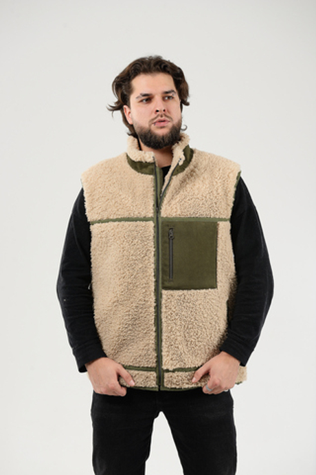 Жилет "Гарри" из овчины "Тедди" бежевый