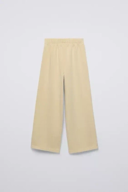 ZARA КОМПЛЕКТ ИЗ ХУДИ И БРЮК WIDE LEG, ВАНИЛЬНЫЙ