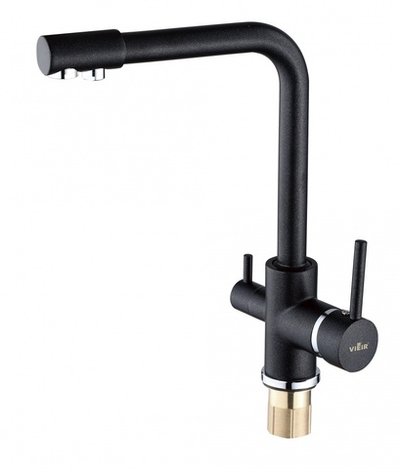 15002S-X Смес. для кухни под фильт. выс. Г-обр. (Мат. Золото) ViEiR (10/1шт)