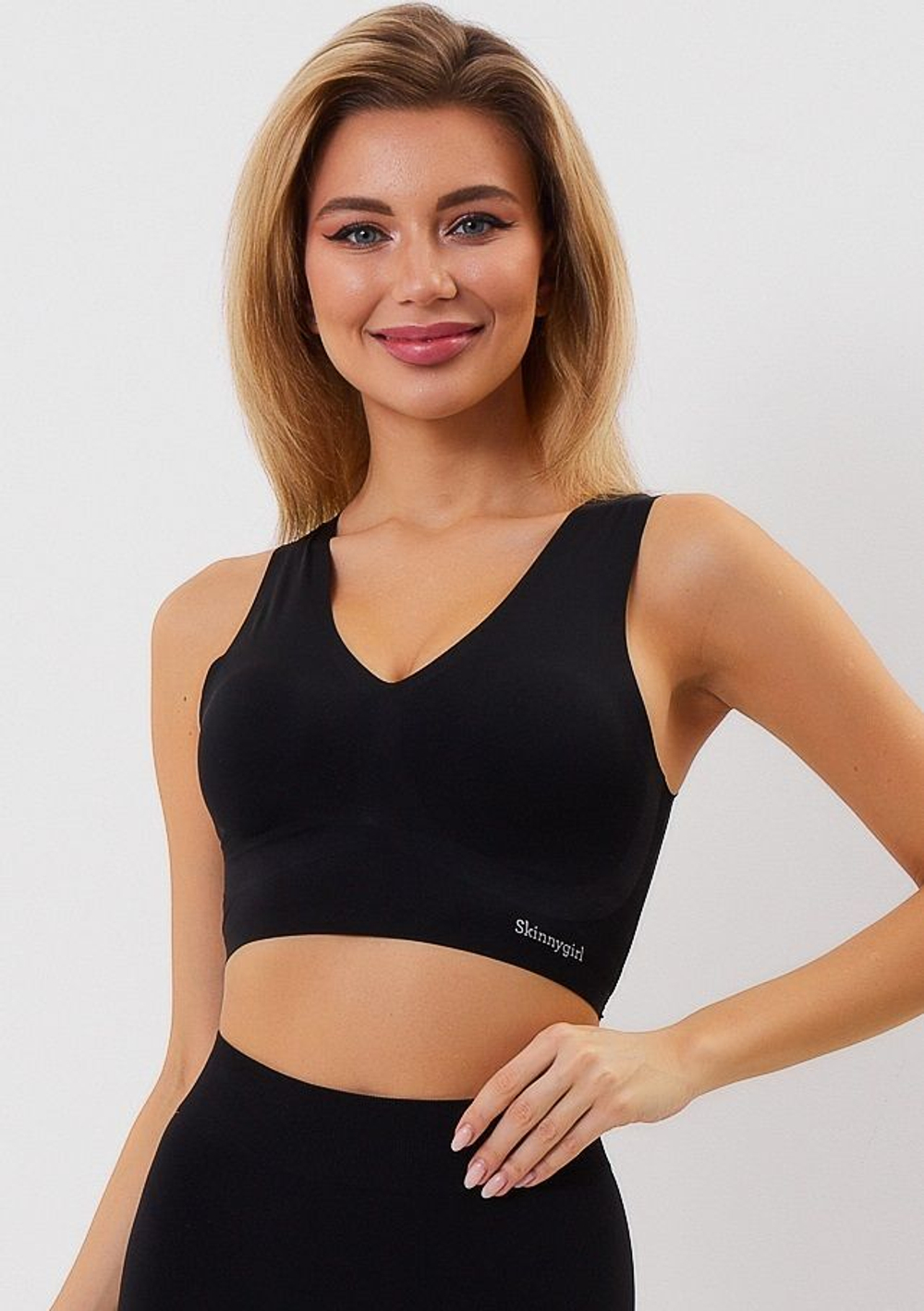 Удлиненный бесшовный бюстгальтер-топ Laser Bra (Размер: S) (Цвет: пудровый)