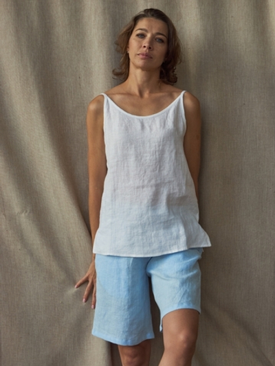 Льняной топ Люси белого цвета
