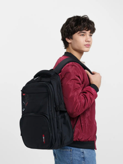Рюкзак мужской городской повседневный пикник для отдыха, черный / красный