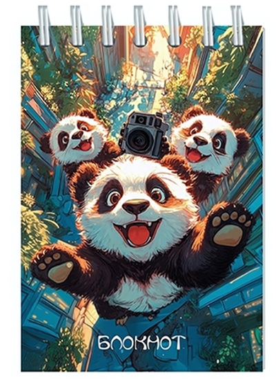 Блокнот А7 48л "Забавные панды" на гребне