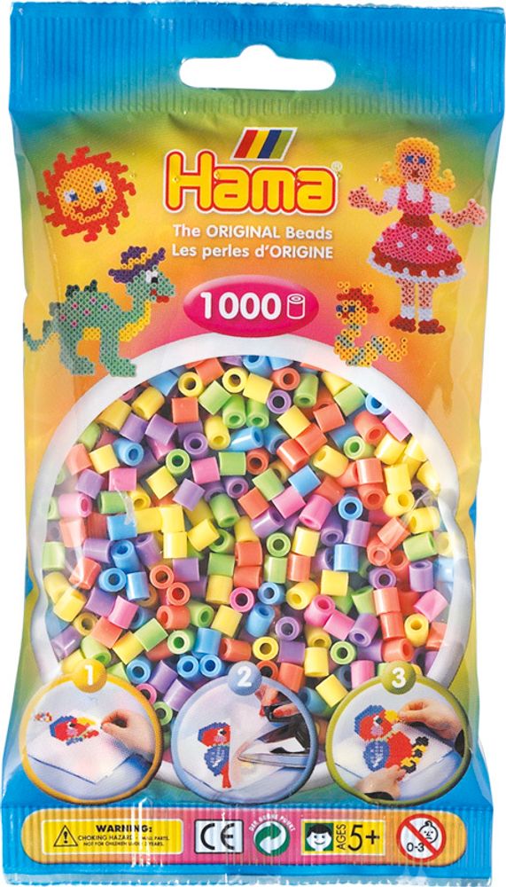 Hama Бусинки для термомозаики MIDI микс пастельные, 1000 шт. (207-50)