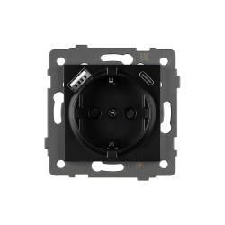 Механизм розетки с USB зарядкой SCT-MUAC-PL-BK-V (250V, 16A) (Arlight, -) 049830