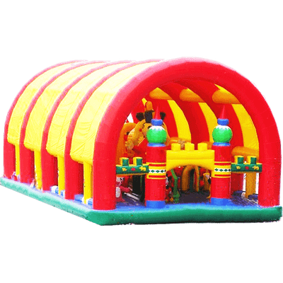 Коммерческий надувной батут "Веселый дом и звери в нём" с крышей 9*6*6 м