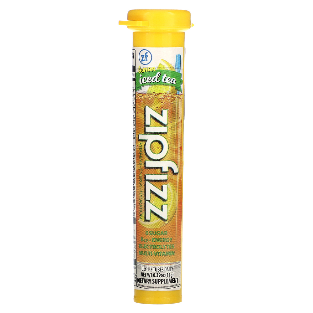 Zipfizz, чай со льдом, здоровая энергетическая смесь с витамином B12, со вкусом лимона, 20 тюбиков по 11 г (0,39 унции)