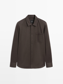 Massimo Dutti Куртка-рубашка с кнопками и карманом, коричневый