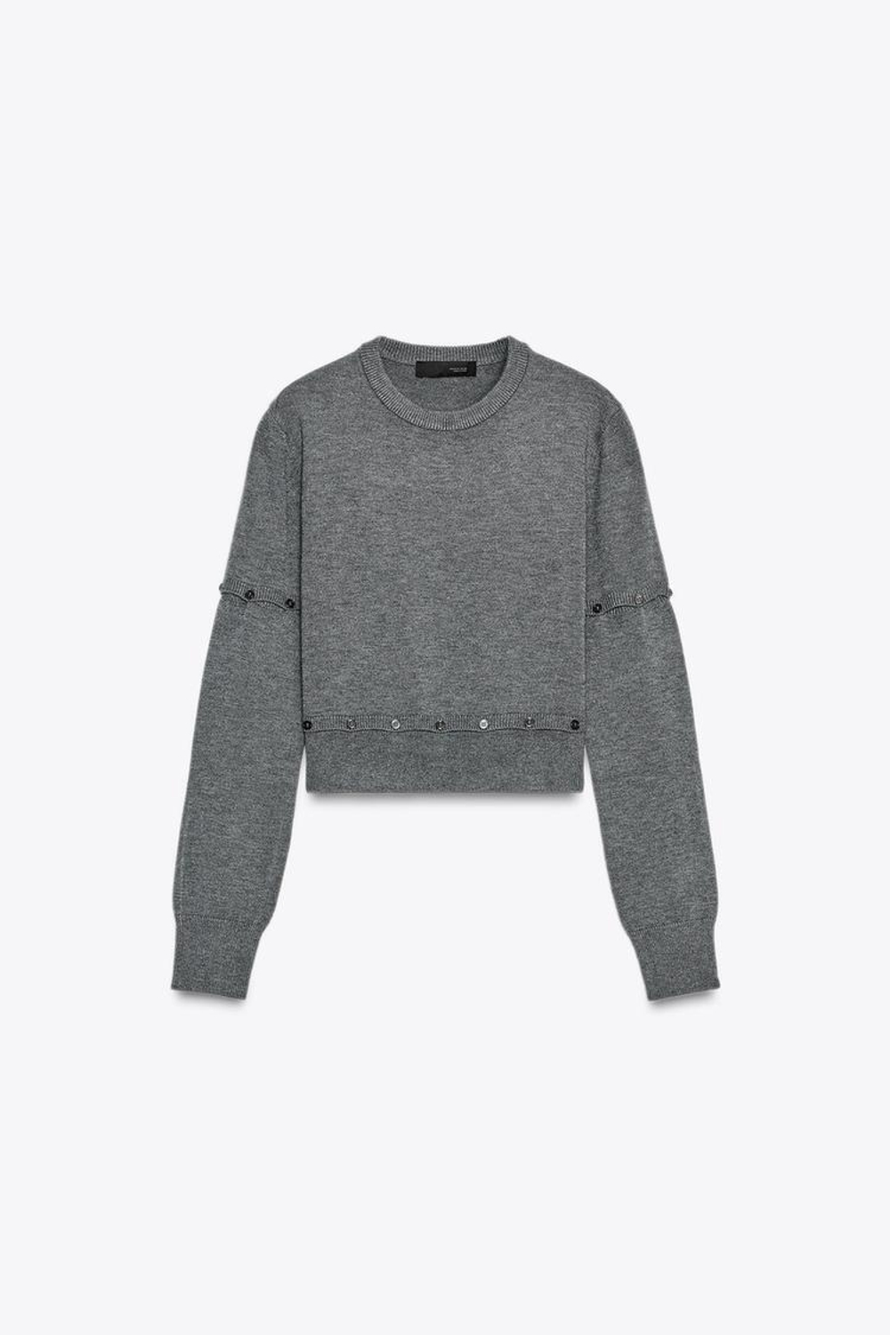 ZARA ТРИКОТАЖНЫЙ ДЖЕМПЕР С ПУГОВИЦАМИ, СЕРЫЙ