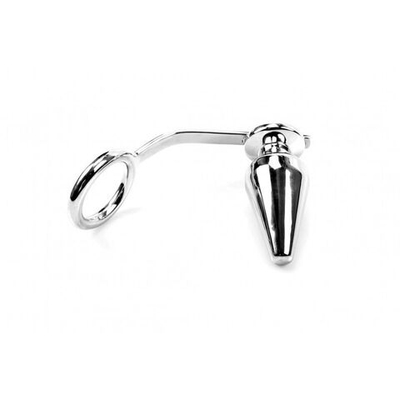 Анальная пробка с эрекционным кольцом (Цвет: серебро)