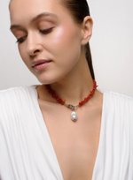 Колье Carmine Coral Pearl Silver