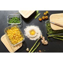 Контейнер для запекания и хранения Eco Store с крышкой из бамбука, 370 мл