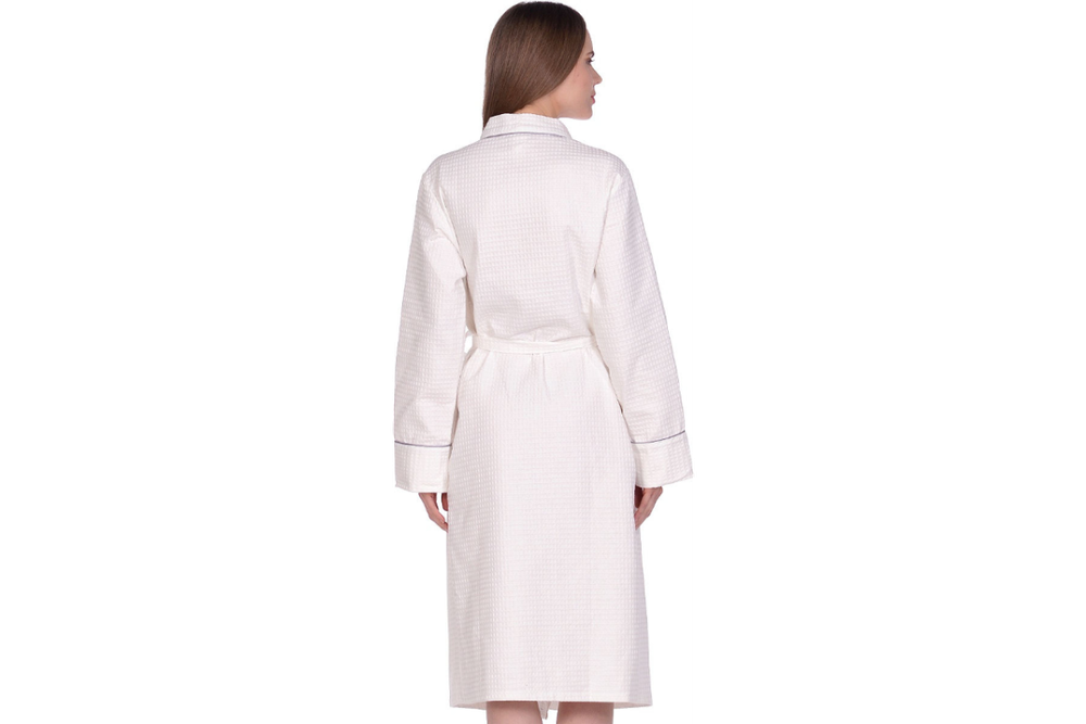 Халат вафельный Home One с кантом отбеленный 42