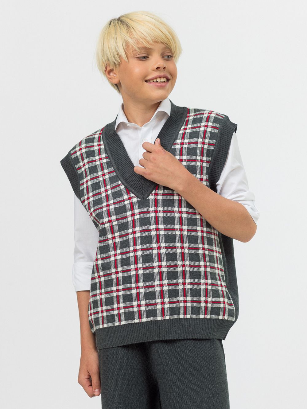 Жилетка для мальчика в школу AT1081 серый