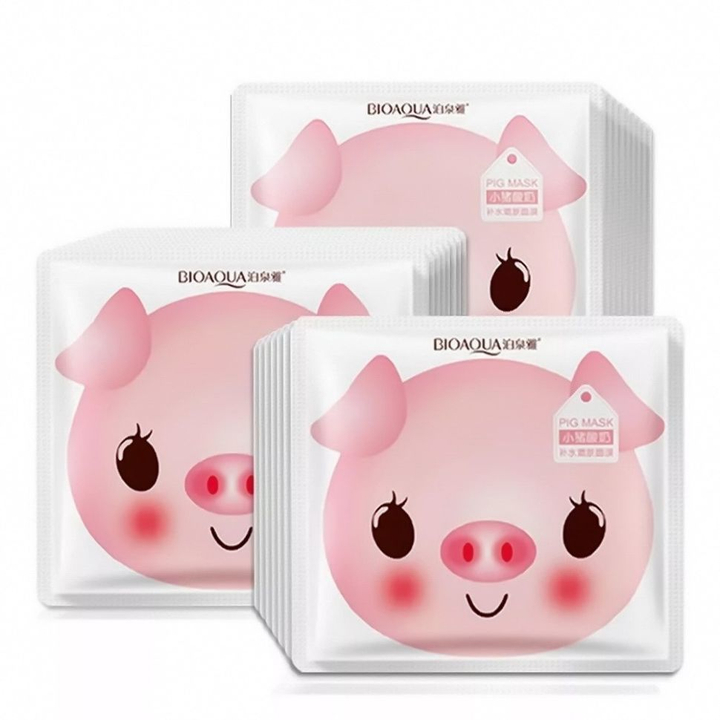 Маска для лица BioAqua Pig Mask с коллагеном и йогуртом, увлажняющая тканевая, 30 г