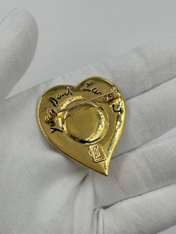 Брошь Сердце с синим кабошоном Yves Saint Laurent