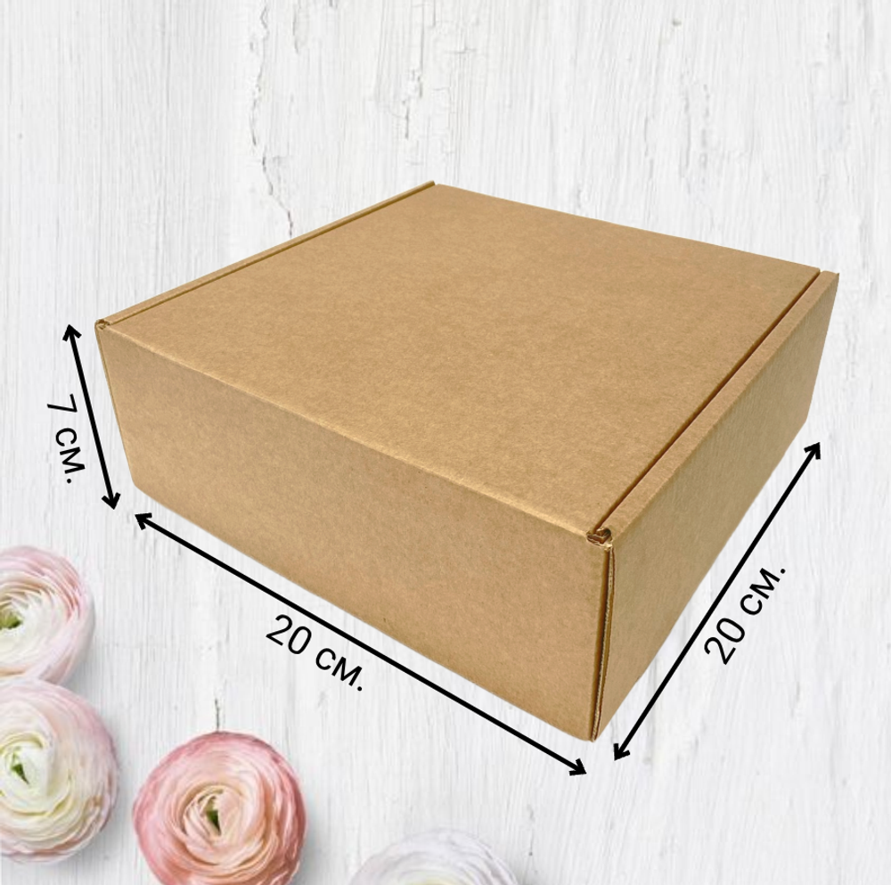 Коробка для пирогов и подарков без окна 20х20х7 крафт