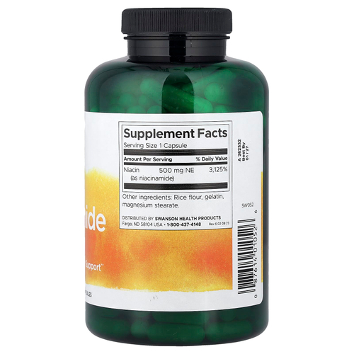 Swanson, никотинамид, 500 мг, 250 капсул