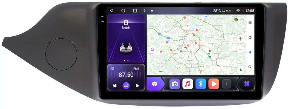 Магнитола для KIA Ceed 2 (JD) 2012-2018 (рамка матовая) - Carmedia OL-9781 QLed+2K, Android 12, ТОП процессор, CarPlay, 4G SIM-слот