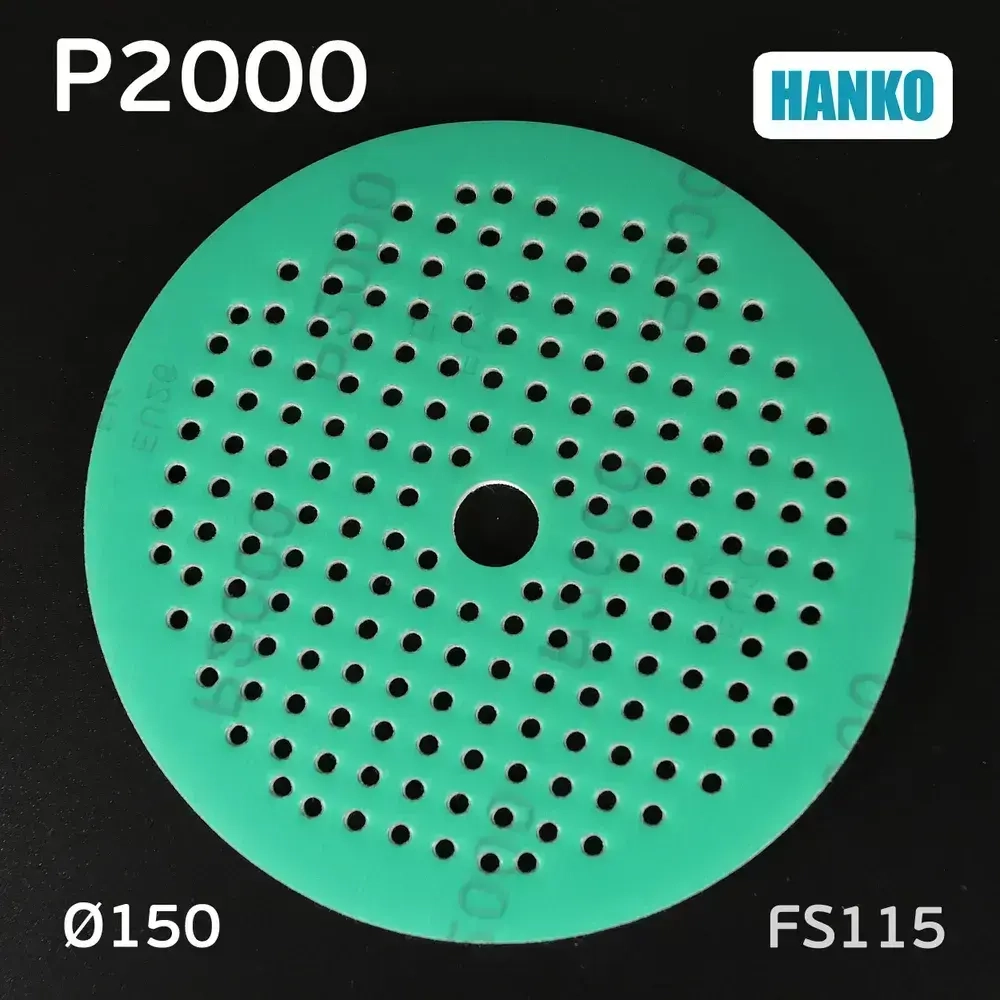 Круг шлифовальный на поролоне Hanko (Р2000; 181отв; 150мм) FS115 зеленый Film Sponge MultiAir липучк