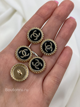 Пуговицы Шан. золотистые с черной эмаль (плоские)