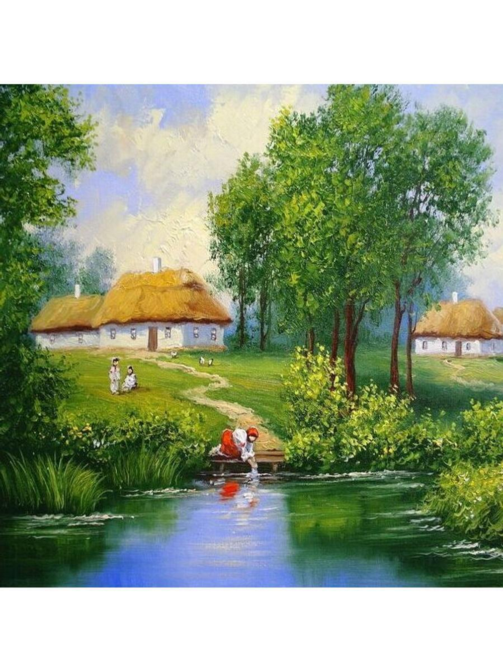 Алмазная мозаика 30х30см. "Жизнь на хуторе" с полн.заполнен.на подрам. (Арт.НД-1067)