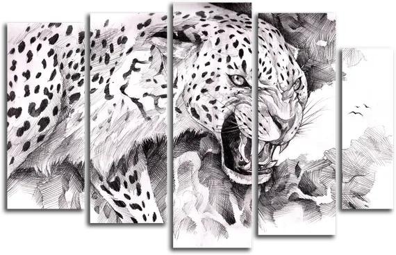 Модульная картина "Черно-белый зверь"