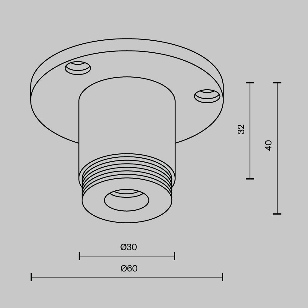 Основание для накладного монтажа системы с внешней резьбой без ввода питания Maytoni   CA022BO-B