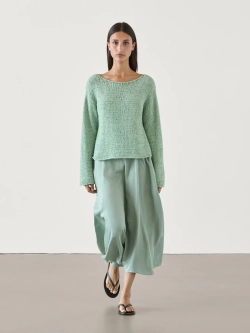 Massimo Dutti Свитер с вырезом-лодочкой, зеленый