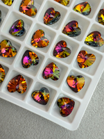 Подвеска сердце из хрустального стекла, heart 10 мм, 2 штуки, Огненный закат