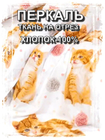 7м. Ткань детская для шитья, "Рыжие котята", ширина 150см, хлопок 100%, плотность 102, отрез 150х700см