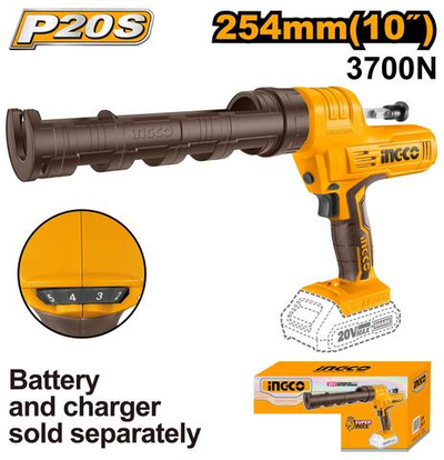 Аккумуляторный пистолет для герметика 20В без АКБ и ЗУ INGCO CCGLI2001 INDUSTRIAL