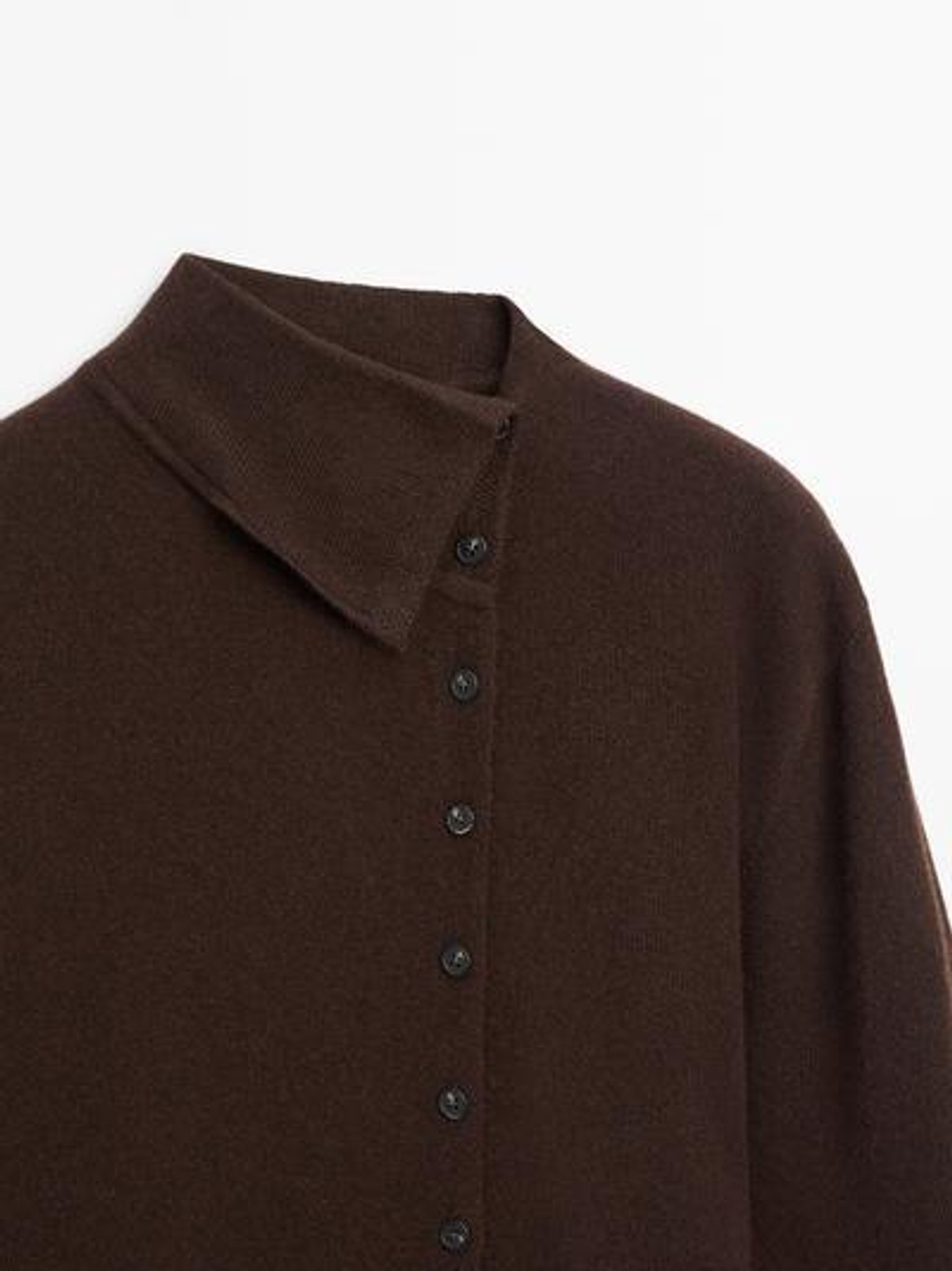 Massimo Dutti Кардиган с высоким воротником из 100% кашемира, шоколадный