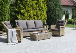 "Гляссе" лаунж-зона из искусственного ротанга, цвет соломенный