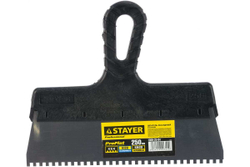 Нержавеющий зубчатый шпатель STAYER 250мм, зуб 4х4мм 1009-25-04