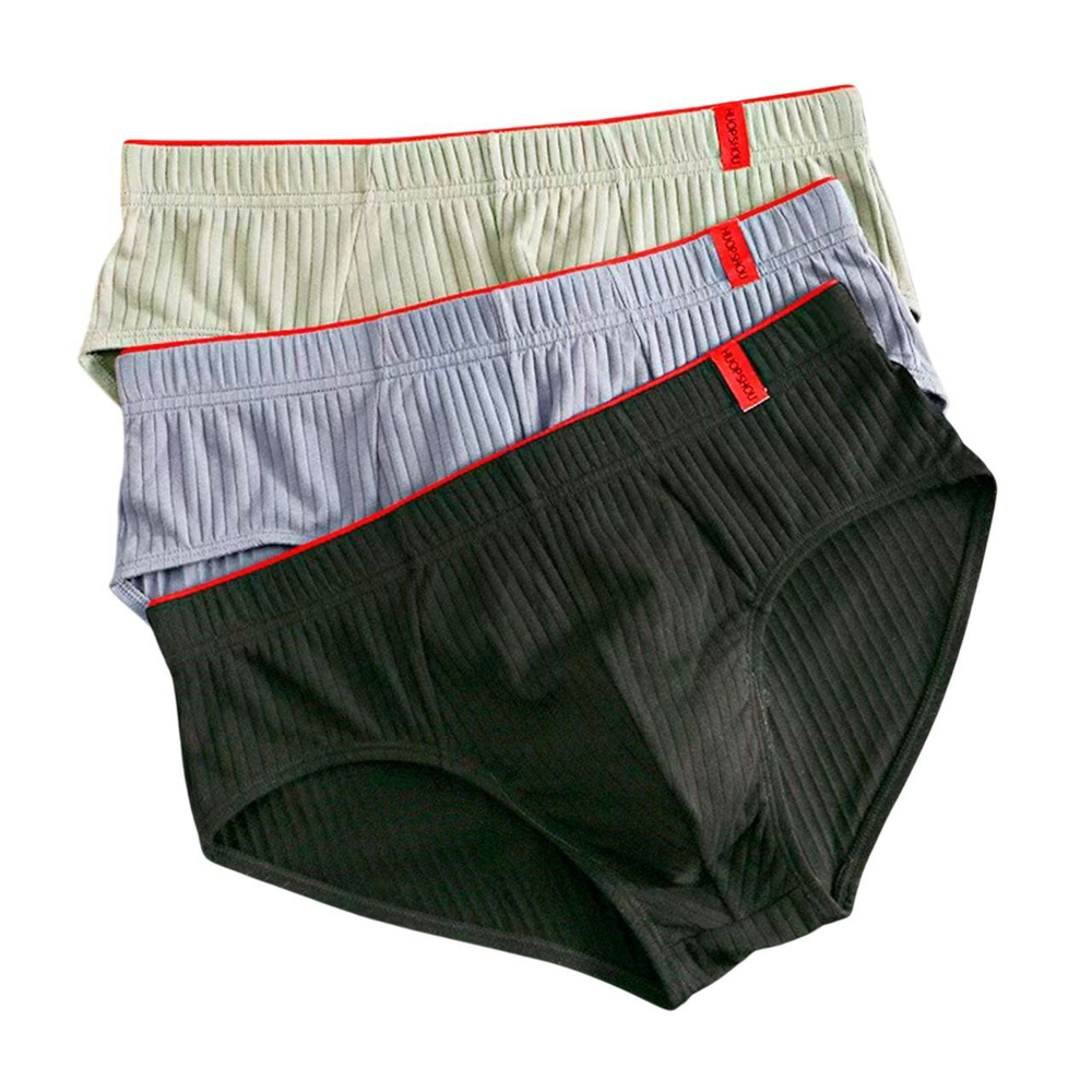 Набор из 3 мужских трусов-брифов из ткани в рубчик (Размер: 4X) (Цвет: разноцветный)